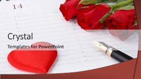 Presentation with fountain pen - Theme having red roses heart fountain pen background and a sky blue colored foreground