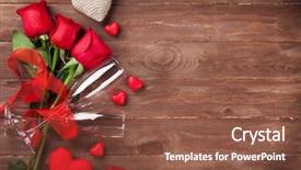  Presentation with rose wood - Colorful presentation theme enhanced with red roses hearts and champagne backdrop and a tawny brown colored foreground