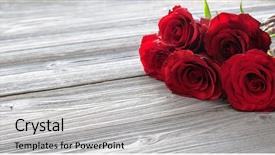  Presentation with red floral - Cool new theme with red roses on wooden background backdrop and a light gray colored foreground