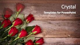  Presentation with birthday celebration - Colorful presentation enhanced with red roses over old wood background with intentional vignette ideal image for birthday valentine and celebration cards backdrop and a tawny brown colored foreground