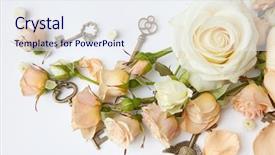  Presentation with red floral - PPT theme having red roses with key background and a sky blue colored foreground