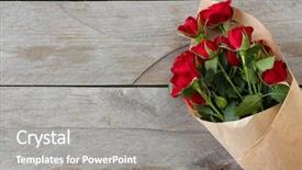  Presentation with roses - Beautiful PPT theme featuring red roses wrapped in paper backdrop and a gray colored foreground