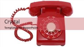  Presentation with phone - Colorful presentation design enhanced with red rotary phone on white backdrop and a red colored foreground