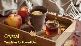  Presentation with lemon and ginger tea - Beautiful theme featuring red rug - hot lemon honey tea warming backdrop and a tawny brown colored foreground