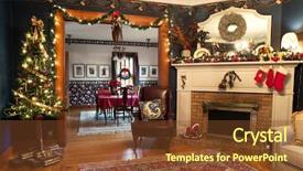  Presentation with dining - PPT layouts featuring red rug - interior christmas living dining rooms background and a tawny brown colored foreground