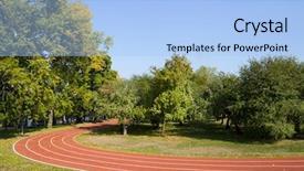  Presentation with track field - PPT theme having red running tracks in sport background and a light blue colored foreground