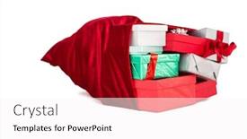  Presentation with gifts - Audience pleasing slides consisting of red-sack-full-of-gifts backdrop and a  colored foreground