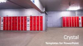  Presentation with coal mining safety - Beautiful presentation theme featuring red safety lockers in empty backdrop and a gray colored foreground
