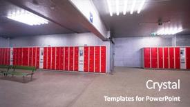  Presentation with culture of safety - Audience pleasing PPT theme consisting of red safety lockers in empty backdrop and a gray colored foreground