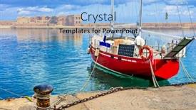  Presentation with sailing - Audience pleasing PPT layouts consisting of red sailing boat in old town of chania crete islad greece backdrop and a light blue colored foreground