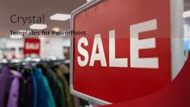  Presentation with clothes shop - PPT theme featuring red-sale-sign-on-rail background and a violet colored foreground