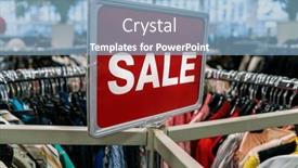  Presentation with clothes shop - Presentation featuring red-sale-sign-on-rail background and a light blue colored foreground