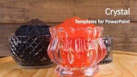  Presentation with sturgeon - Colorful theme enhanced with red salmon caviar with black backdrop and a tawny brown colored foreground