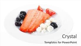  Presentation with salmon fish - Presentation theme featuring red salmon fish big fillet background and a  colored foreground