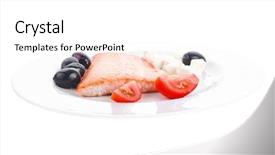  Presentation with salmon fish - PPT layouts enhanced with red salmon fish big fillet background and a  colored foreground