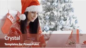  Presentation with christmas card - Slide deck enhanced with red santa hat ordering background and a tawny brown colored foreground