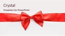  Presentation with red bow - Slide deck with red satin bow on white background and a  colored foreground