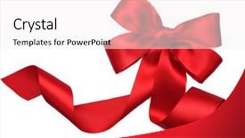  Presentation with red bow - Presentation theme enhanced with red satin gift bow ribbon background and a sky blue colored foreground
