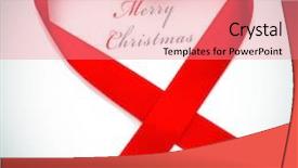  Presentation with satin - Theme enhanced with red satin ribbon forming a heart and the sentence merry christmas background and a coral colored foreground