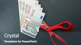  Presentation with cut - Beautiful presentation design featuring red scissors cut money backdrop and a dark gray colored foreground