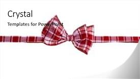  Presentation with red bow - Slides featuring red scottish handmade bow tie isolated on white background background and a white colored foreground