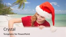  Presentation with tropical christmas - Slides featuring red sea information - christmas holidays and advertisement concept background and a  colored foreground