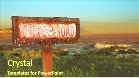  Presentation with property - Audience pleasing PPT theme consisting of red sea information - grunge private property rusted sign backdrop and a  colored foreground