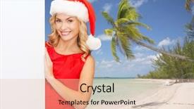  Presentation with tropical christmas - Audience pleasing PPT theme consisting of red sea information - winter holidays christmas advertising backdrop and a  colored foreground