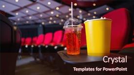  Presentation with red movie - Colorful PPT theme enhanced with red seats with pop backdrop and a wine colored foreground