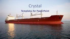  Presentation with shipping - Audience pleasing theme consisting of red-shipping-transportation-freighter-anchored backdrop and a sky blue colored foreground