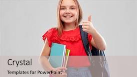  Presentation with education red - Slides having red shirt and skirt background and a soft green colored foreground