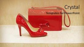 Presentation with shoe - Beautiful PPT theme featuring red shoe and bag backdrop and a coral colored foreground