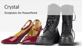  Presentation with military shoes - Audience pleasing presentation theme consisting of red shoes and military boots backdrop and a white colored foreground