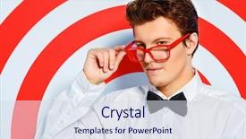 Presentation with spy man - Cool new PPT theme with red shooting target spy backdrop and a sky blue colored foreground