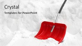  Presentation with snow shovel - Audience pleasing presentation theme consisting of red-shovel-for-snow-removal backdrop and a white colored foreground