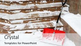  Presentation with snow shovel - PPT theme with red shovel for snow removal background and a  colored foreground