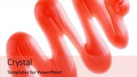  Presentation with sample - Audience pleasing PPT theme consisting of red shower gel sample isolated backdrop and a coral colored foreground