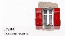  Presentation with white wine and red - Slides with red shuttered window on white background and a  colored foreground