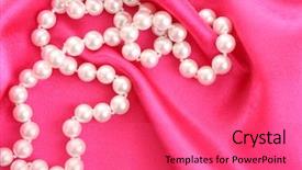  Presentation with pink pearls - Colorful theme enhanced with red silk background with pearls backdrop and a coral colored foreground