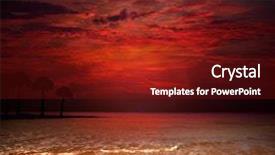  Presentation with tropical beach sunset - Slide deck having red silouhette - tropical beach at beautiful sunset background and a tawny brown colored foreground