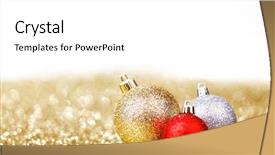  Presentation with golden hollow balls - Slide set consisting of red silver - closeup of christmas balls background and a white colored foreground