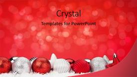  Presentation with snow - Presentation design consisting of red silver ball - christmas background with baubles background and a red colored foreground