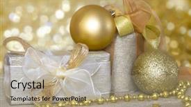  Presentation with black and gold holiday - Slide deck featuring red silver ball - golden holiday arrangement with gift background and a  colored foreground