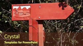  Presentation with trail - Slide set featuring red-singboard-on-trail-way background and a tawny brown colored foreground