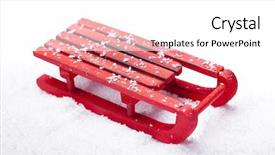  Presentation with red and white abstract - Presentation theme consisting of red sled with snow isolated background and a  colored foreground