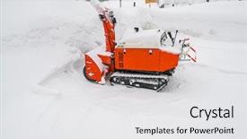  Presentation with power transmission vehicle - PPT theme enhanced with red snow blower machine vehicle background and a  colored foreground
