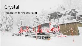  Presentation with vehicle congestion - Slide set with red snow blower machine vehicle background and a white colored foreground