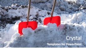  Presentation with snow - Cool new theme with cold weather work - red snow shovels backdrop and a  colored foreground