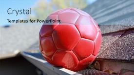  Presentation with gutter - Slide set having red-soccer-ball-stuck background and a light blue colored foreground