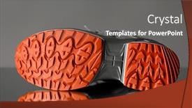  Presentation with trekking - Amazing slide deck having red-sole-of-trekking-sneaker backdrop and a gray colored foreground